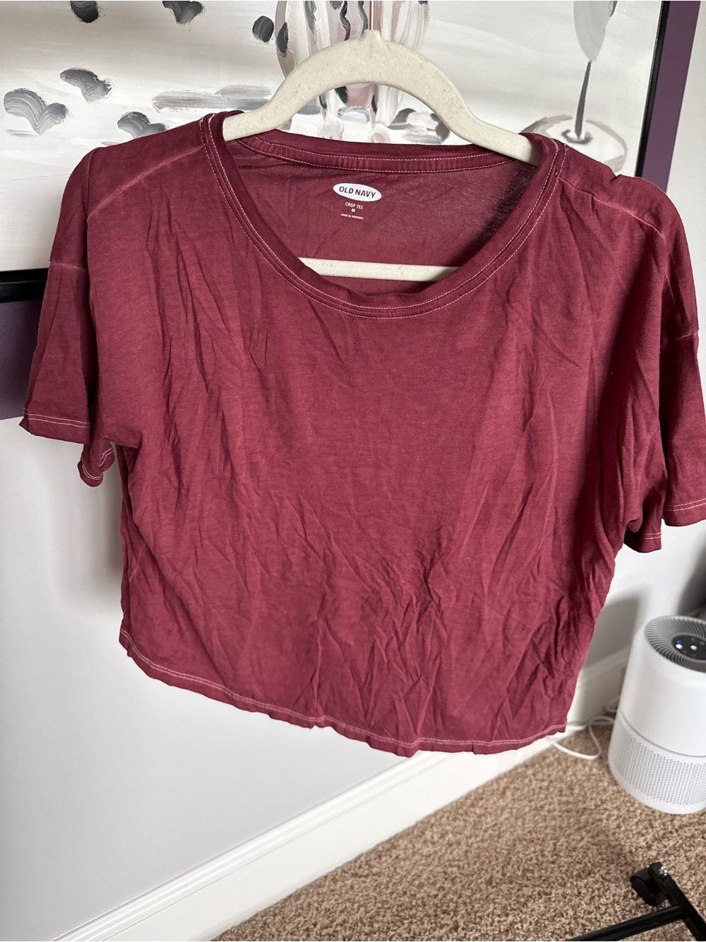 Old Navy Women's Short Sleeve Crop Tee — Burgundy